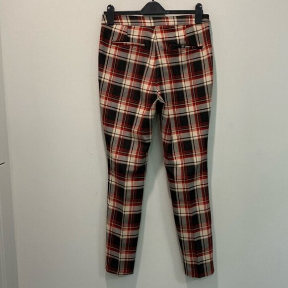 H&M Red Plaid High Rise Crop Pants Size 8 - Picture 6 of 13